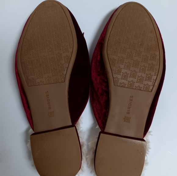 Birdies | The Phoebe Crushed Velvet Bow House Slippers in Burgundy Womens Size 6 - Picture 14 of 16